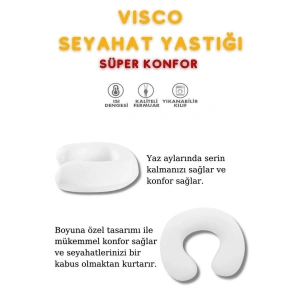 Visco Boyun Yastığı Seyahat Yastığı Ortopedik Seyahat Boyun Yastigi - BEYAZ