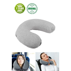 Visco Boyun Yastığı Seyahat Yastığı Ortopedik Seyahat Boyun Yastigi - GRİ