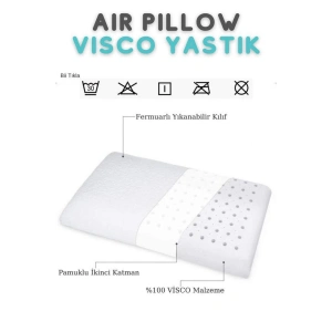 Visco Hava Kanallı Yastık Visco Air Pillow Orta Yumuşak Yastık 56x34x13 Cm - BEYAZ