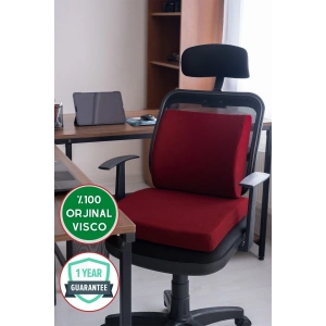 Visco Ortopedik Kare Minder Ve Bel Minderi Orjinal Visco Takım - BORDO