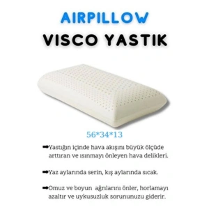 Visco Ortopedik Yastık Air Pillow Delikli Yastık Orjinal Visco Destekli Yastık 56x34x13 Cm - BEYAZ