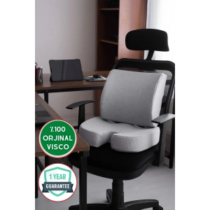 Visco Takım Bel Minderi&oturma Minderi Ortopedik Ürün 2li Takım - GRİ