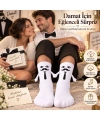 Mıknatıslı Damat Çorabı Erkek Beyaz Bıyık Kravat El Ele Tutuşan Düğün Çeyiz Bohça Eğlenceli Çorap
