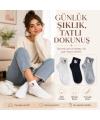 Kadın Sevimli Kedi Desenli Bilek Çorap 3lı | %80 Pamuklu Dikişsiz, Siyah Beyaz Gri