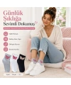 Kadın Kelebek Desenli Kısa Konç Çorap 6lı | %80 Pamuklu Dikişsiz, Siyah Beyaz Gri