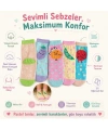 5’li Sebze Desenli Çocuk Çorap Seti Yüksek Pamuklu Rahat Burunlu Sıkmayan Lastikli