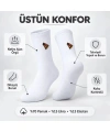 UNİSEX Çorap Beyaz Nakışlı 3lü Set Pizza Hotdog Hamburger Desenli Uzun Soket Günlük Spor Çorap Seti