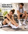 UNİSEX Çorap Beyaz Nakışlı 3lü Set Pizza Hotdog Hamburger Desenli Uzun Soket Günlük Spor Çorap Seti