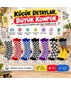 UNİSEX Çorap Dama Desenli Renkli 7li Set Kareli Alev Baskılı Uzun Soket Günlük Spor Çorabı