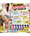 UNİSEX Çorap Dama Desenli Renkli 7li Set Kareli Alev Baskılı Uzun Soket Günlük Spor Çorabı