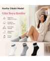 Unisex Çizgili Bilek Çorap 12li | %80 Pamuklu Dikişsiz Burun, Siyah Beyaz Gri Günlük Spor