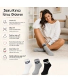 Unisex Çizgili Bilek Çorap 12li | %80 Pamuklu Dikişsiz Burun, Siyah Beyaz Gri Günlük Spor