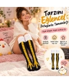 Kadın Diz Üstü Tavuk Ayağı Desenli Çorap Siyah Sarı Uzun Eğlenceli Kostüm Parti Günlük Çorabı Modeli