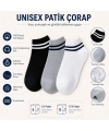 Unisex Çizgili Patik Çorap 12lı | %85 Pamuklu Geri Dönüşüm İplikli, İnce Dikişli Spor