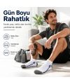 Erkek 3’lü Spor Patik Çorap 39-44 Pamuklu Havlu Destekli Bilek Boy Beyaz Gri