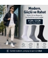 Erkek Spor Çorap 6lı | Penye Pamuklu Havlu Tabanlı Uzun Konç, Dikişsiz Burun, Siyah Gri Beyaz