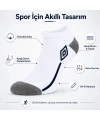 Erkek 6’lı Spor Patik Çorap 39-44 Pamuklu Havlu Destekli Bilek Boy Beyaz Gri