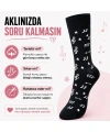 Kadın Müzik Notalı Soket Çorap 36-40 | Pamuklu Dikişsiz Burun Siyah Beyaz Uzun Konç