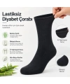 Bambu Çorabı Lastiksiz Dikişsiz Burun Siyah Uzun Konç Hassas Ayaklar İçin