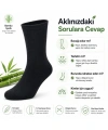 Bambu Çorabı Lastiksiz Dikişsiz Burun Siyah Uzun Konç Hassas Ayaklar İçin