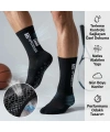 Kaydırmaz Futbol 3’lü Basketbol Tenis Erkek Spor Çorap, Siyah, Kaymaz Çorap Tabanlı, Dikişsiz ve Par