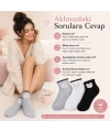 Kadın Kedi Desenli Kısa Konç Çorap 6lı | %80 Pamuklu Dikişsiz, Siyah Beyaz Gri