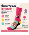 Best Mom Kadın Çorabı 36-40 Pamuklu Dikişsiz Burun Pop Art Desenli Renkli Soket Hediyelik Çorap
