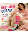 Best Mom Kadın Çorabı 36-40 Pamuklu Dikişsiz Burun Pop Art Desenli Renkli Soket Hediyelik Çorap