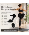 Kadın Siyah Kaymaz Yoga Pilates Çorabı 3lü | Silikon Taban, Bilek Bantlı, Ev Spor Umre
