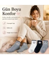 Kadın Panda Desenli Kısa Konç Çorap 6lı | %80 Pamuklu Dikişsiz, Siyah Beyaz Gri
