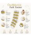 Peluş Çizgili Kadın Uyku Çorabı 36-40 Yumuşak Sıcak Tutan Sıkmayan Ev Çorabı Sarı Beyaz