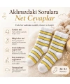 Peluş Çizgili Kadın Uyku Çorabı 36-40 Yumuşak Sıcak Tutan Sıkmayan Ev Çorabı Sarı Beyaz