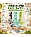Unisex Batik Desenli Çorap 6lı Set Renkli Pamuklu Uzun Soket Dikişsiz Nefes Alan Günlük Spor Çorabı