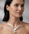 Çelik silver İncili kolye