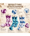 Unisex Batik Desenli Çorap 6Lı Set Pamuklu Renkli Uzun Soket Dikişsiz Nefes Alan Spor Çorabı Günlük