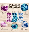Unisex Batik Desenli Çorap 6Lı Set Pamuklu Renkli Uzun Soket Dikişsiz Nefes Alan Spor Çorabı Günlük