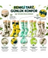 Unisex Batik Desenli Çorap 10lu Set Pamuklu Renkli Uzun Soket Dikişsiz Nefes Alan Günlük Spor Çorab