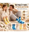 Unisex Batik Desenli Çorap 5li Set Pamuklu Renkli Uzun Soket Dikişsiz Nefes Alan Günlük Spor Çorabı