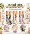 Unisex Batik Desenli Çorap 3lü Set Pamuklu Uzun Soket Dikişsiz Nefes Alan Günlük Spor Konfor Çorabı