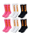 Unisex Alev Desenli Çorap 6lı Set Pamuklu Uzun Soket Dikişsiz Nefes Alan Günlük Spor Çorabı Yumuşak