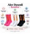 Unisex Alev Desenli Çorap 6lı Set Pamuklu Uzun Soket Dikişsiz Nefes Alan Günlük Spor Çorabı Yumuşak
