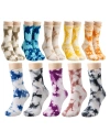 Unisex Batik Spor Çorap 10lu Set Tie Dye Tenis Çorabı Koyu Retro Renkler Günlük Rahat Konforlu Stil