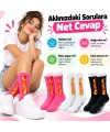 Unisex Alev Desenli Çorap 3lü Set Pamuklu Uzun Soket Dikişsiz Nefes Alan Günlük Spor Çorabı Yumuşak