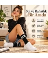 Siyah Çorap Beyaz Çizgili 3lü Set Unisex Uzun Soket Günlük Spor Rahat Kolej Stil Çorap Seti