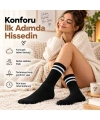 Siyah Çorap Beyaz Çizgili 3lü Set Unisex Uzun Soket Günlük Spor Rahat Kolej Stil Çorap Seti