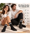 Unisex Siyah Çorap Beyaz Çizgili 9lu Set Uzun Soket Günlük Spor Kolej Stil Rahat Kadın Erkek Çorabı
