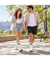 Unisex Beyaz Çorap Siyah Çizgili 12li Set Uzun Soket Günlük Spor Kolej Stil Kadın Erkek Çorabı