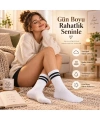 Unisex Beyaz Çorap Siyah Çizgili 12li Set Uzun Soket Günlük Spor Kolej Stil Kadın Erkek Çorabı