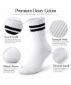Unisex Beyaz Çorap Siyah Çizgili 12li Set Uzun Soket Günlük Spor Kolej Stil Kadın Erkek Çorabı