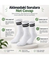 Unisex Beyaz Çorap Siyah Çizgili 12li Set Uzun Soket Günlük Spor Kolej Stil Kadın Erkek Çorabı